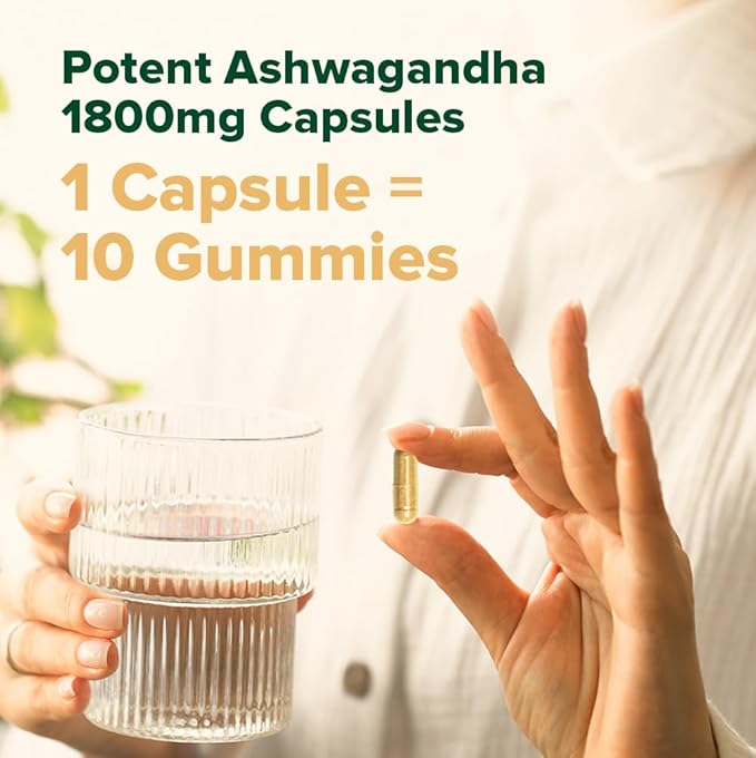 VAHDAM Ashwagandha Supplement 1800mg with Ashwagandha Root Extract and L-Theanine | Support Stress Relief, Mood and Sleep | 90 Capsules