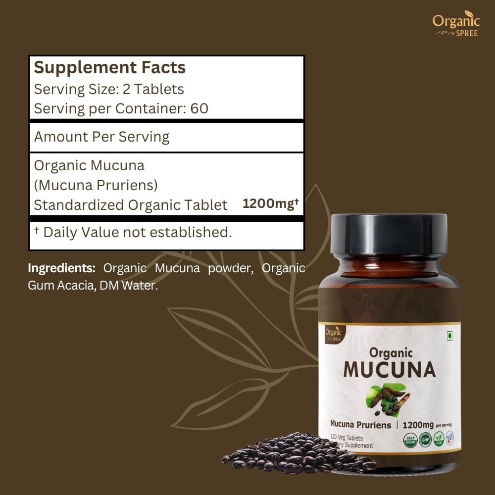 Mucuna 120 Tablets – USDA Organic Mucuna Pruriens – Supports Relaxation & Cognitive Function* - Pack of 2