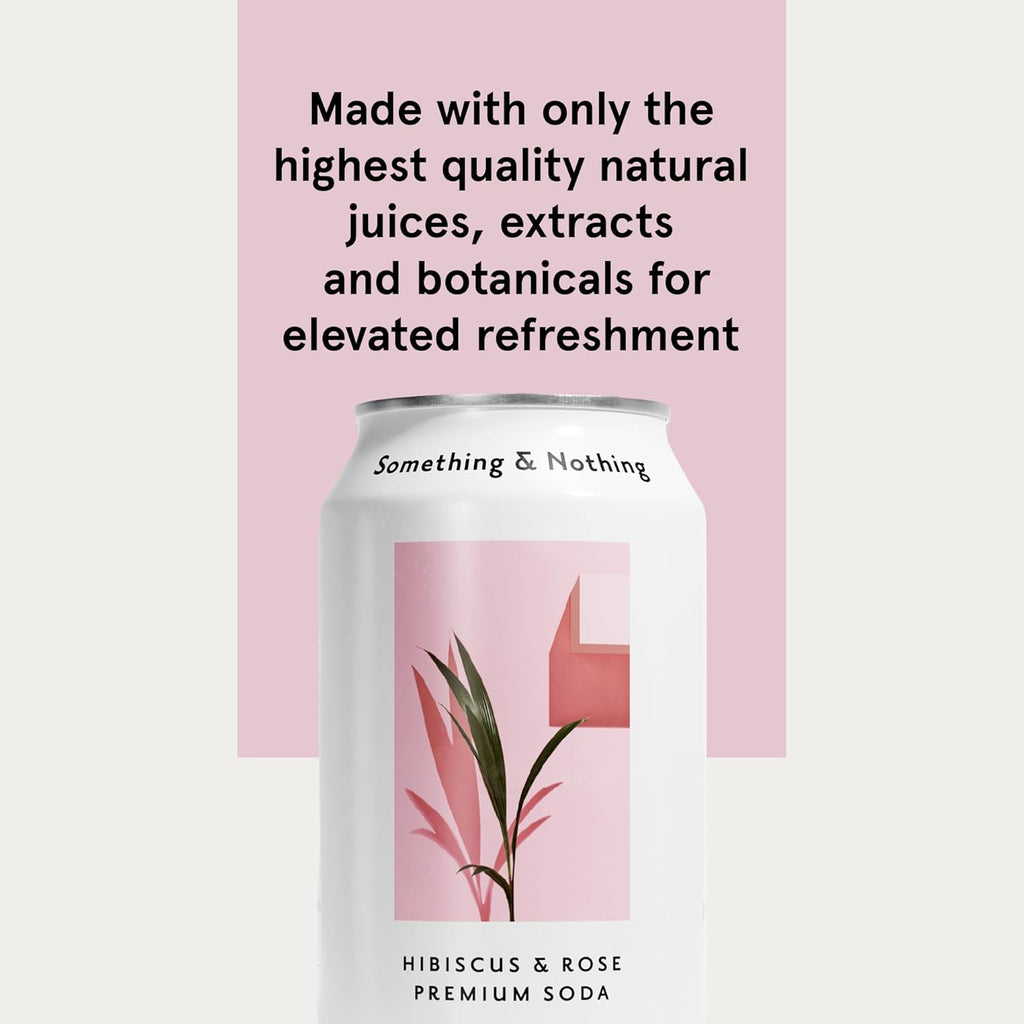 Something & Nothing Hibiscus & Rose Flavoured Sparkling Water | Lightly Carbonated, Full Flavoured with Added Grape & Lemon Juice | Vegan & Low Calorie Soda | 12 Fl Oz Cans (Pack of 12)