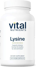 Vital Nutrients Lysine | Lysine Supplement Supports Healthy Lip and Oral Tissue | Immune Support Supplement Promotes Calcium Absorption | Gluten, Dairy, Soy Free | Non-GMO | 100 Capsules