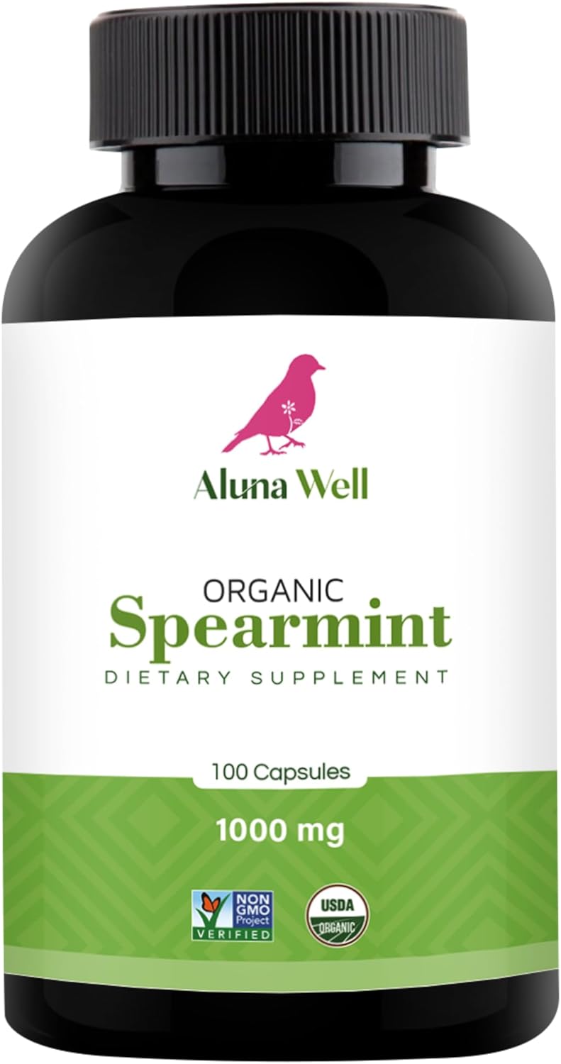 Organic Spearmint Capsules – 1000mg Vegan Herbal Supplement – Daily Wellness and Balance – Alternative to Spearmint Tea – 50-Day Supply