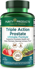 Triple Action Prostate Ultimate Formula – Men’s Prostate Supplement - Zinc, Saw Palmetto, Pygeum, Pumpkin Seed Oil Extract & Phytosterols – Supports Urinary Flow, Bladder & Heart Health – 60 Capsules