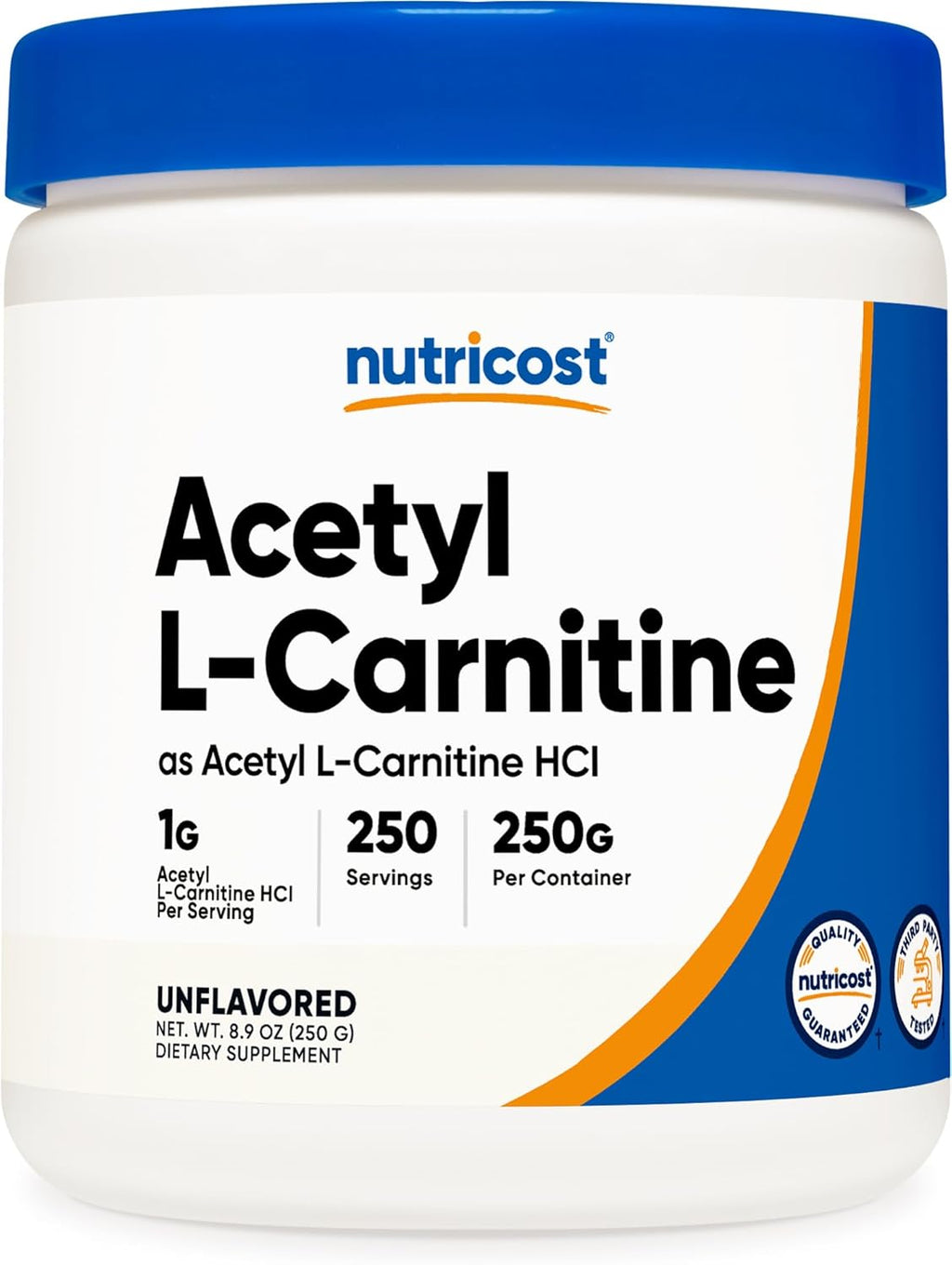 Nutricost Acetyl L-Carnitine (ALCAR) 250 Grams Powder - 1G Per Serving - 250 Servings