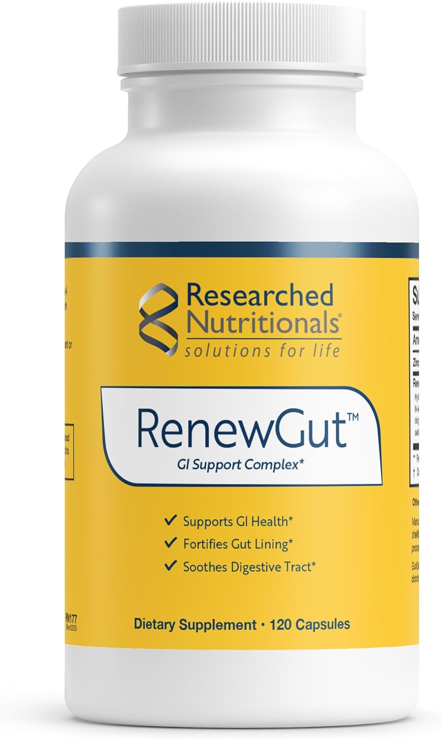 Researched Nutritionals RenewGut - GI Complex to Support Gut Lining, Healthy Histamine Levels & Digestive Health - Collagen Peptides, Zinc Carnosine, DGL & N Acetyl Glucosamine (120 Capsules)