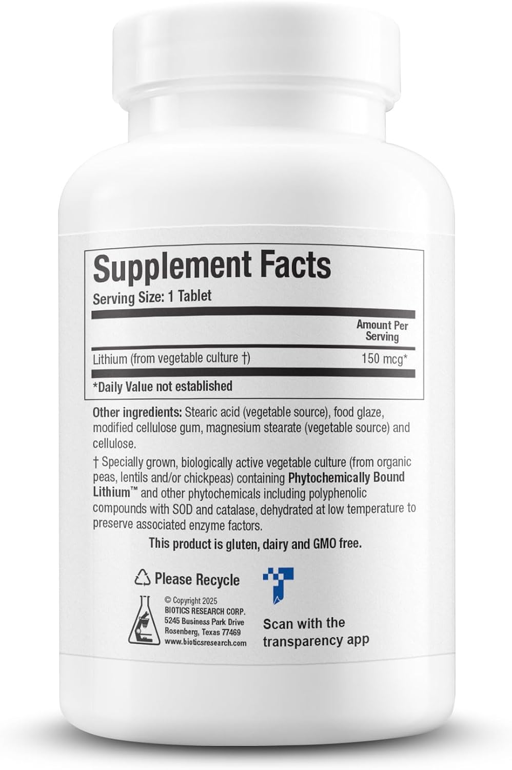Biotics Research Li Zyme Forte Plant-sourced, phytochemically Bound Lithium, Supports Brain Function, Memory and Mood Support,100 Tablets