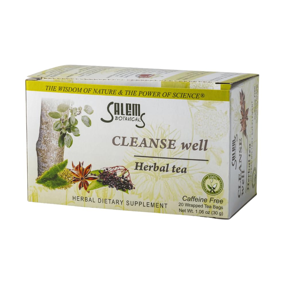 Salem Botanicals Cleanse Well Tea - Herbal Blend for Digestive Health | Supports Digestion, Bloating Relief & Detoxification - Caffeine-Free | 20 Tea Bags