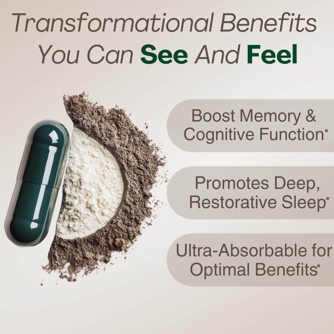 MAGPLUS+ Magnesium L-Threonate w. Apigenin & L Theanine, 1500mg 7-Ingredient Sleep Blend - Brain & Memory Support - Liposomal Magnesium Threonate Supplement - Capsules Supports Health, Rest & Mood