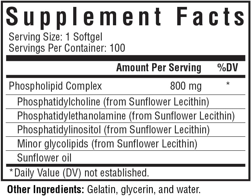 Seeking Health Optimal PC, 800 mcg Blended Phospholipid Complex, Made from Non-GMO Sunflower Lecithin, Supports Healthy Brain Function, Natural Energy Support (100 softgels)