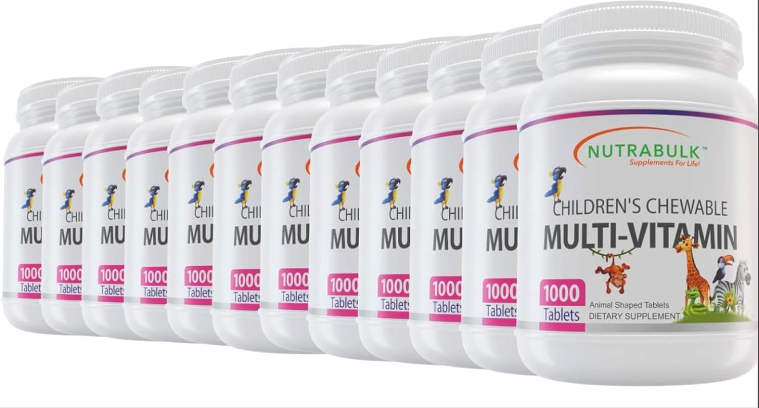 Children’s Chewable Multi-Vitamins - Promoting Kids' Overall Development - USA-Made, May Help to Support Immune, Bone, Brain & Overall Well Being- Vegan & Gluten Free - 12000 Cherry Tablets