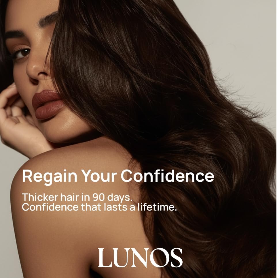 Lunos Grow Hair Growth Supplements - 17 Ingredient Formula with Biotin, Saw Palmetto, & Marine Collagen for Thicker, Fuller Hair - Hair Growth Vitamins for Women & Men