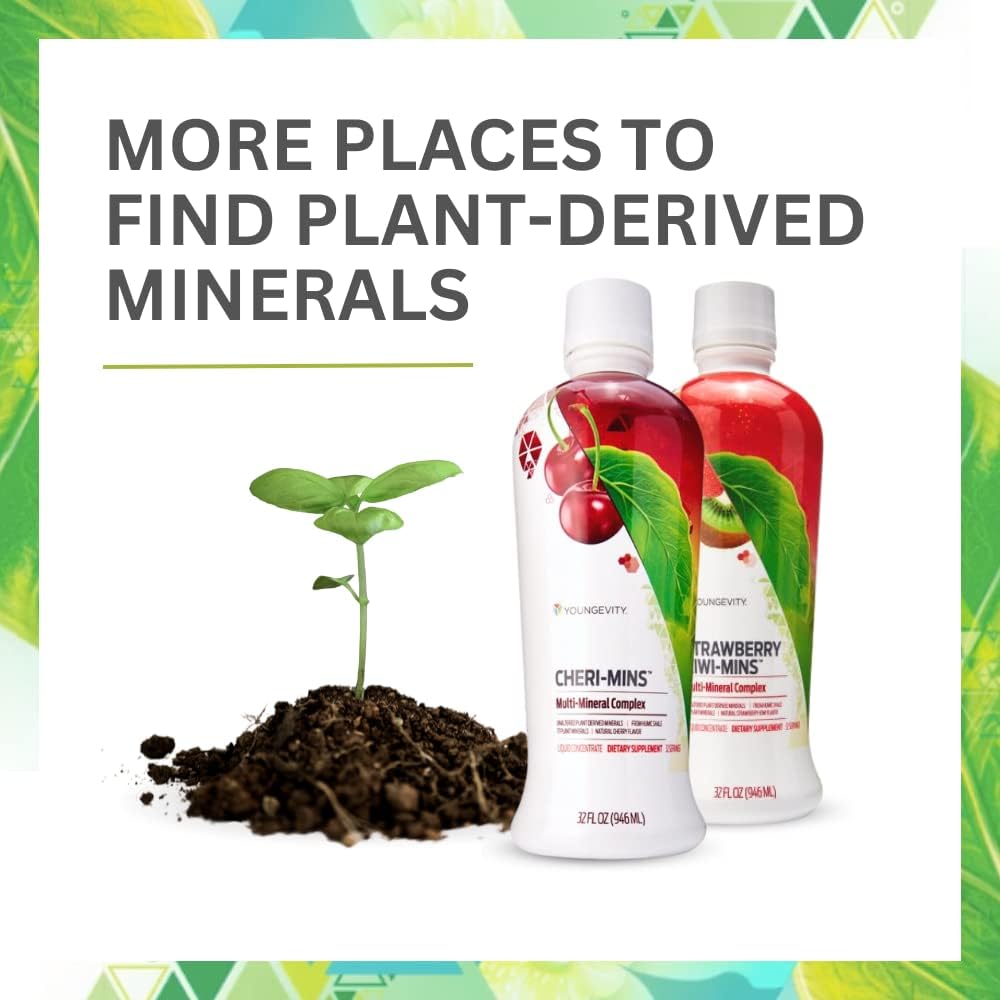 Youngevity Plant Derived Liquid Minerals - 77+ Natural Unaltered Trace Minerals - 19,000mg Plant Mineral Solids - Colloidal Form Humic Shale - (32 oz Pack of 2)