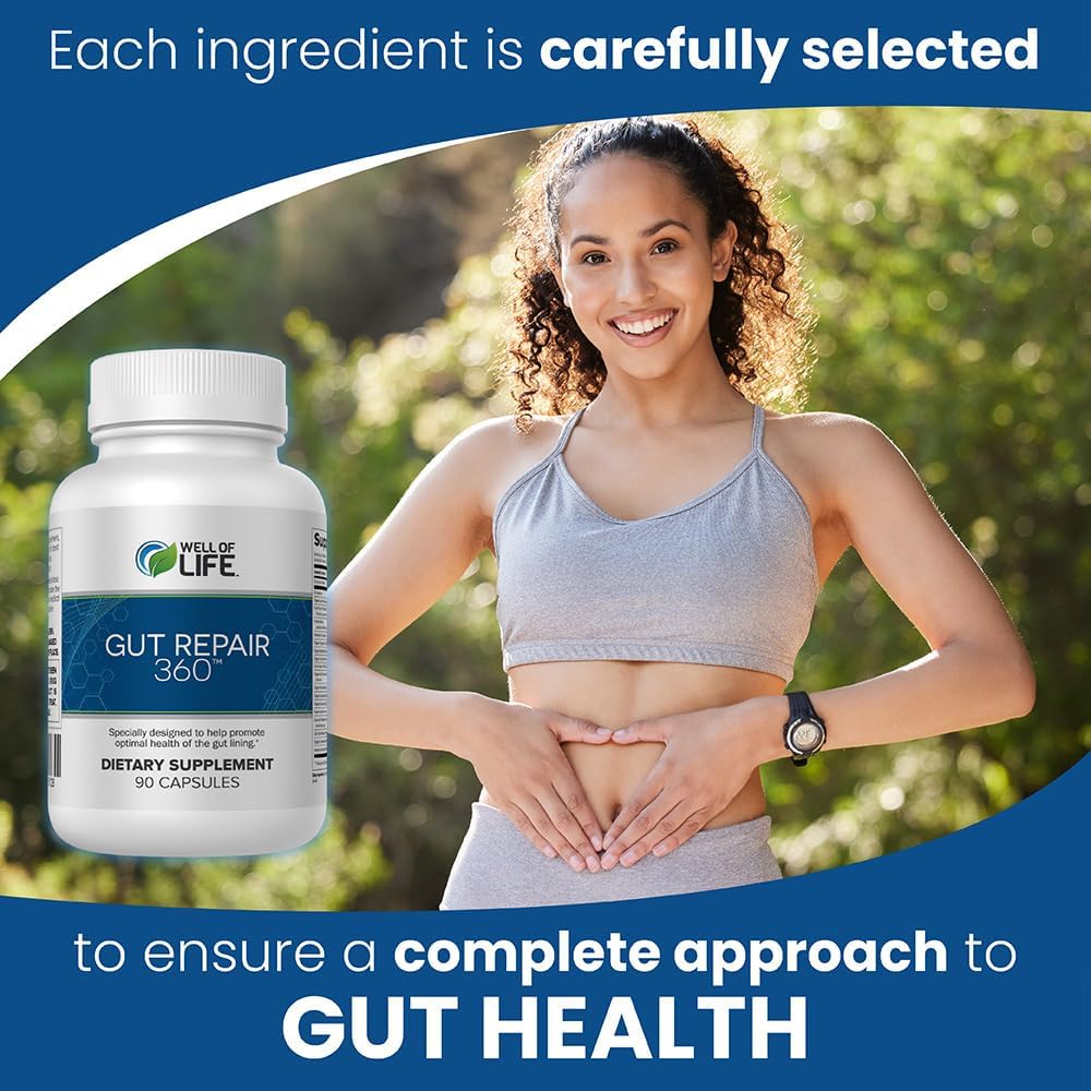 Gut Repair 360: Natural Formulated Formula Emerged from The Lab - Pure Essence Organic Capsules Non-GMO Gluten-Free Soy-Free Dairy-Free USA Made - Supporting Your Healthy Gut