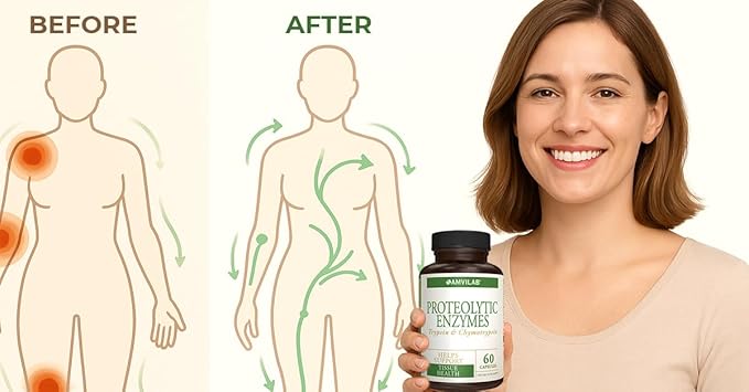 Proteolytic Enzymes with Trypsin & Chymotrypsin - Digestive Enzyme Support - Helps Maintain Tissue, Immune & Circulatory Health | Made in USA | Dietary Supplement - 60 Capsules