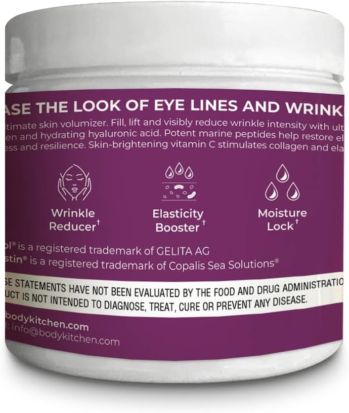 Body Kitchen Collagen + 250 mg Elastin – Supports Skin Hydration, Elasticity & Healthy Aging, Unflavored Powder (30 Servings)