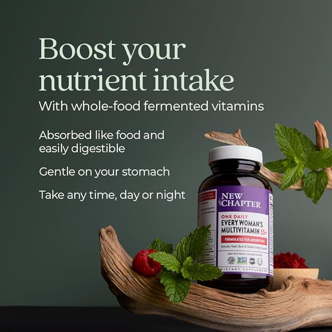 New Chapter Women’s Multivitamin 55+, Astaxanthin, B6, B12, D3, Vitamin C & Zinc, Immune, Heart, Cellular Energy, and Bone Support, Gentle on The Stomach, One Daily, Non-GMO, Gluten-Free, 96 Tablets