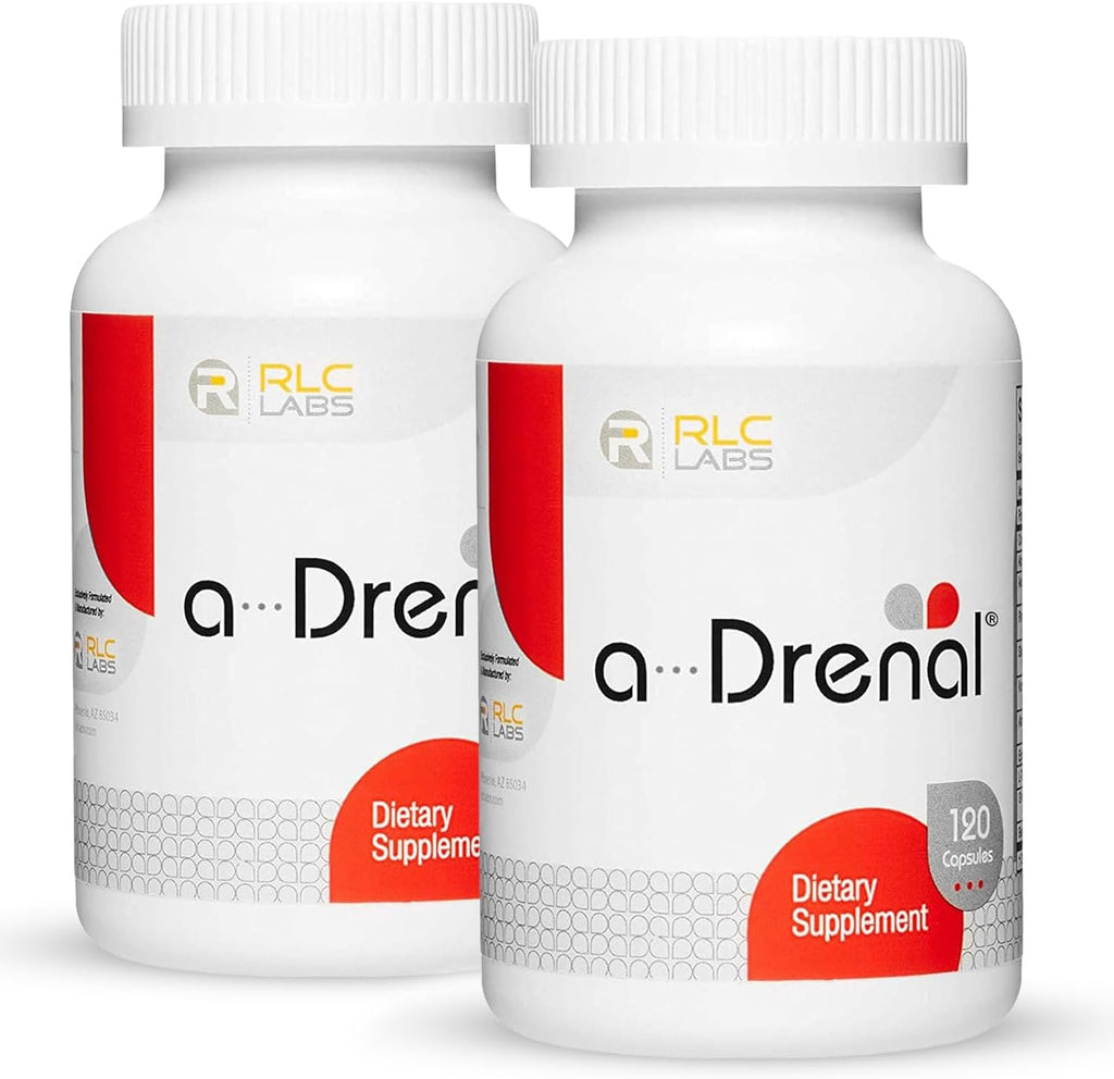RLC Labs a-Drenal, 240 Capsules - Herbal, Cortisol Supplement with Ashwagandha, Ginger & Rhodiola to Support Balance, Mood, Energy & Vitality - Adrenal Support Formula for Adult (2 Month Supply)