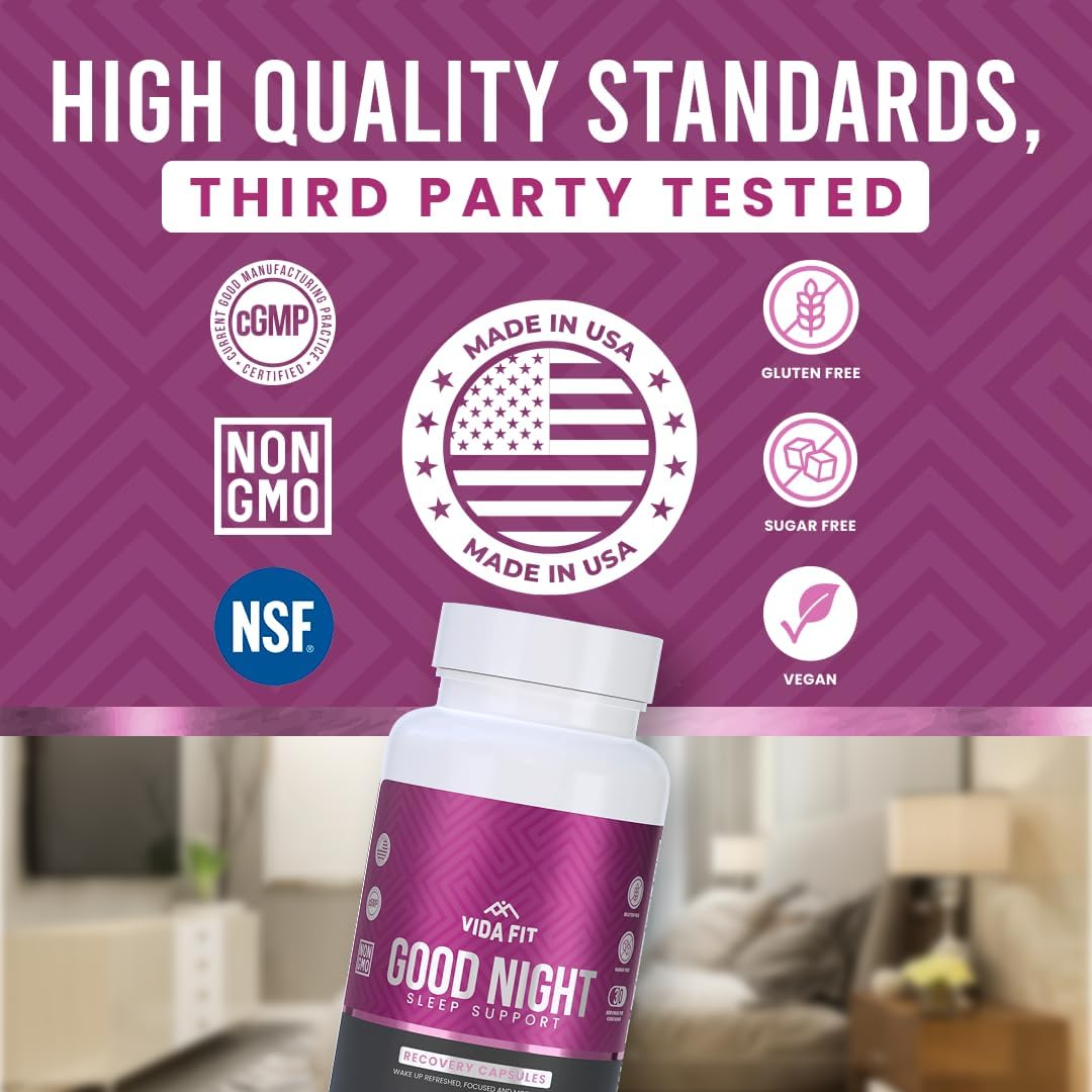 Natural Sleep Aid for Adults, Sleep Supplement, Natural Calm, Melatonin with L-Theanine, Magnesium Glycinate, Ashwagandha, GABA, 5-HTP, Vitamin D & Niacin (30 Day Supply)