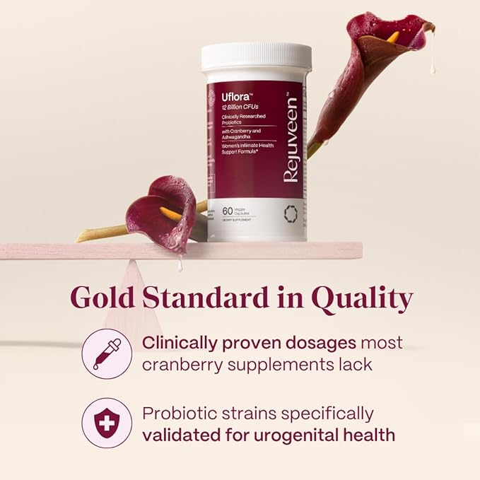 Uflora Vaginal Probiotics | Supports Vaginal Health, Moisture & Yeast | Enhances Intimate Wellness | Clinically Proven Dosages | Probiotics, Cranberry, Ashwagandha | 60 Ct (3 Pack)