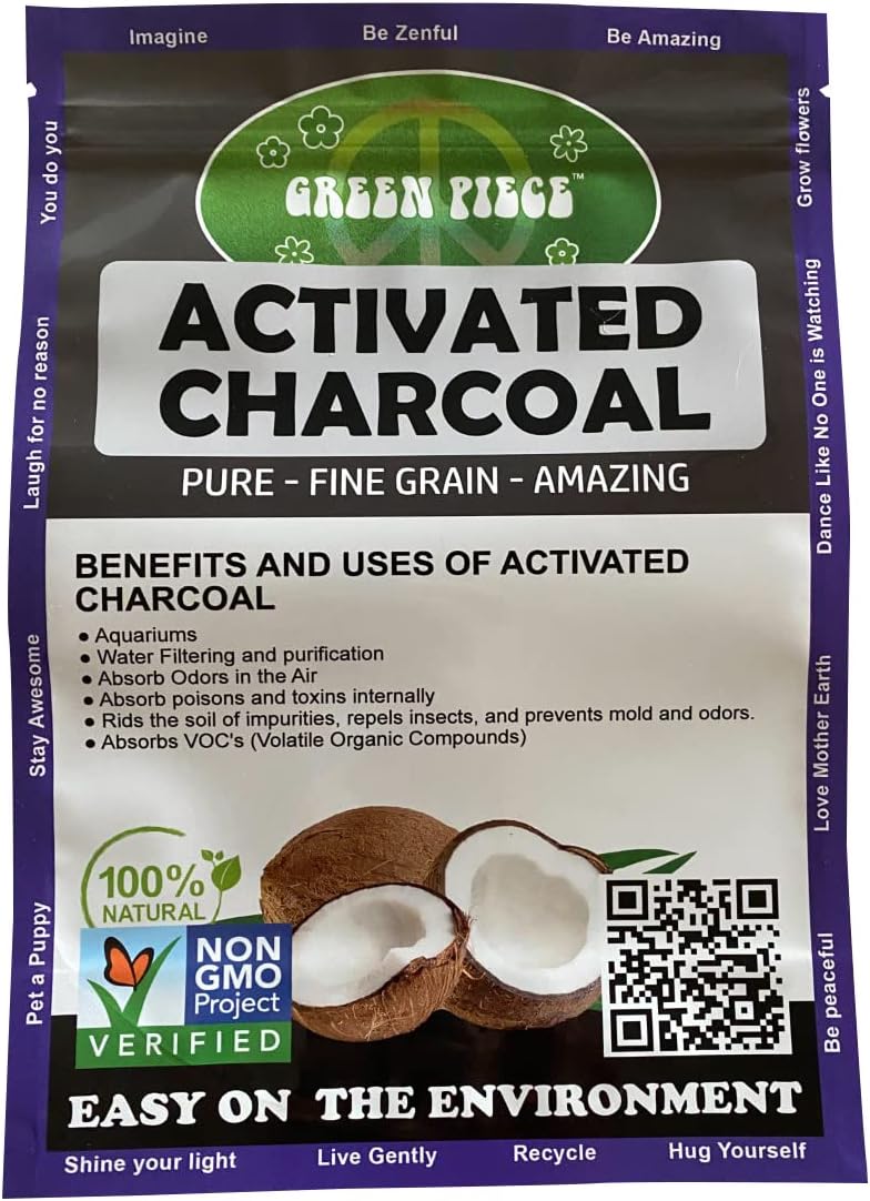 Green Piece® Activated Charcoal Pure - Course Grain Air Purifying Bag - Kid/Pet Friendly Air/Water Fresheners - Odor Absorber - Resealable Bag Made by Green Piece (1 Pound)