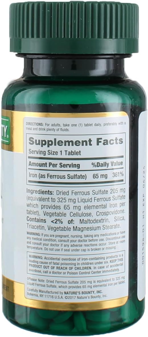 Nature's Bounty Iron 65 mg Tablets 100 Tablets, 100 Each, 3-Pack