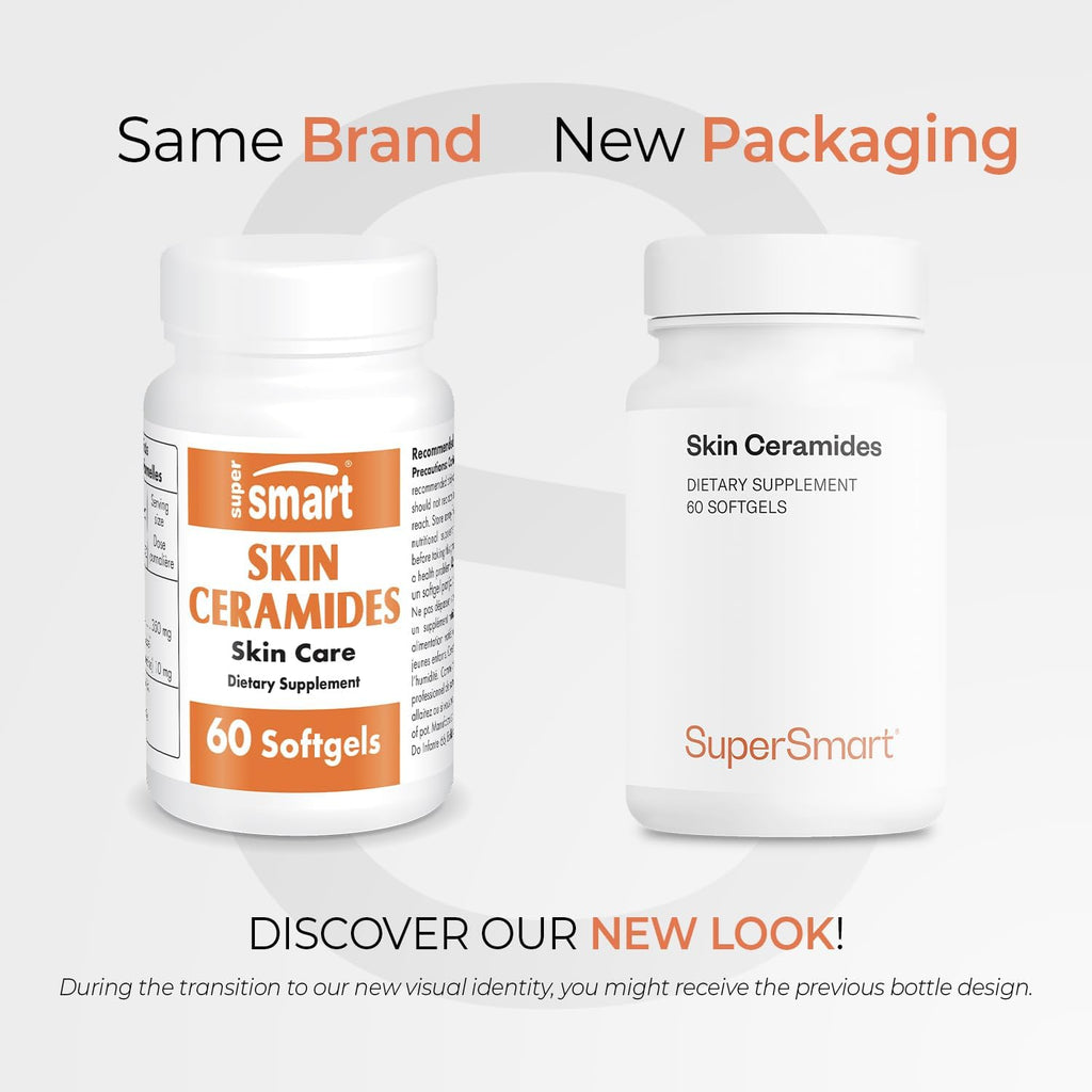 Supersmart - Skin Ceramides - with Zinc - Powerful Skin Hydration, Protection & Care Supplement | Non-GMO - 60 Softgels