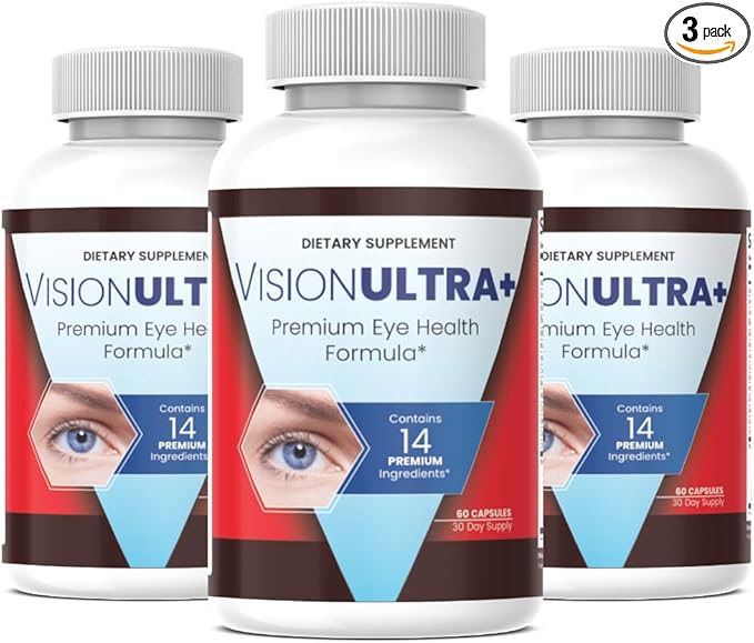 (3 Pack) Official VisionUltra+ Eye Health Support Supplement Premium Blend*, Vision Ultra+ Capsules Eye Health Formula with Lutein, Beta-Carotene, Vitamin B12 and Zinc, 180 Capsules