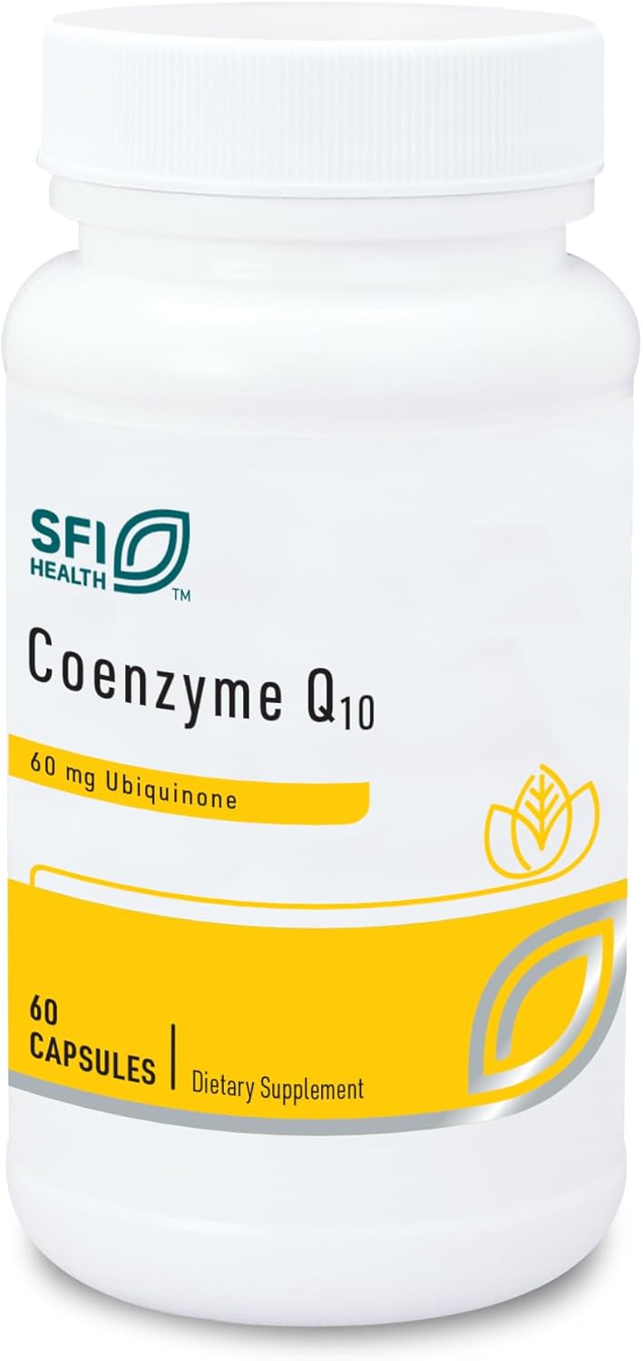 Klaire Labs SFI Health Coenzyme Q10-60 Milligrams CoQ10 as Ubiquinone, Hypoallergenic Formula for Cardiovascular & Cellular Energy Support (60 Vegetarian Capsules)