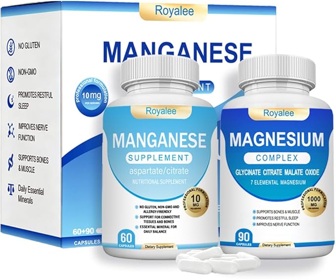 Magnesium Complex & Manganese Supplement Bundle – 1000mg Magnesium with 7 Forms Plus 10mg Manganese (Aspartate/Citrate) – Supports Relaxation, Muscle & Bone Function – 150 Capsules Total