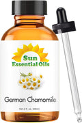 Sun Essential Oils - German Chamomile Essential Oil (2 oz) for Diffuser, Skin, Body, Face, Aromatherapy Massage & Humidifier, Scent for Soap, Candle, Shampoo & Lotion Making at Home