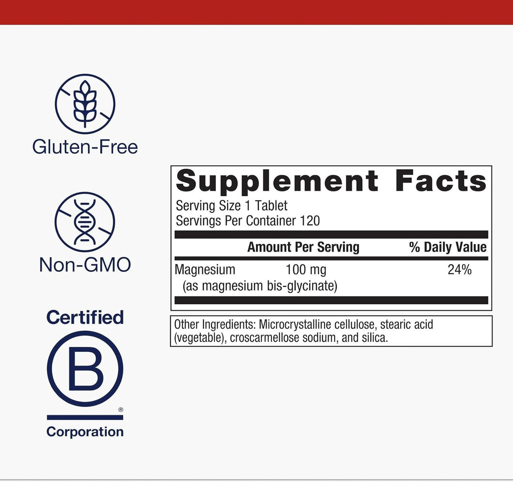 Metagenics Magnesium Glycinate - Highly Absorbable - Support for Sleep, Stress Relief, Muscle, Bone, Heart & Nerve Health - Gluten-Free - Non-GMO - Vegetarian - 120 Tablets