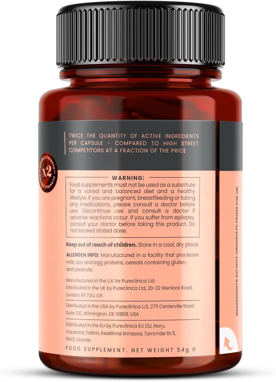 pureclinica Double Strength Cissus Quadrangularis 1000mg x 1080 Veggie Capsules(6 Bottles of 180)