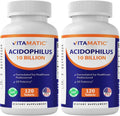 Vitamatic Acidophilus Probiotic - 10 Billion CFU - 5X Potency - Daily Probiotic Supplement, Supports Digestive Health - 120 Tablets (Pack of 2)