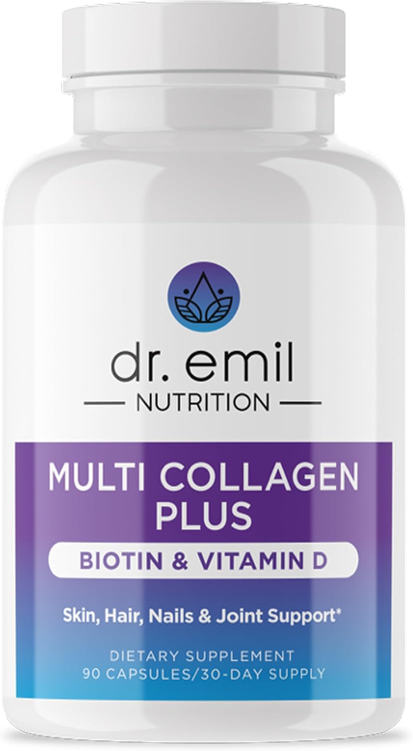 DR. EMIL NUTRITION Multi Collagen Peptides Plus Biotin and Vitamin D - Biotin and Collagen Supplements for Hair Skin and Nails - Biotin Pills for Hair Growth