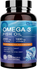 NATURE TARGET Omega 3 Fish Oil 1600mg, High-Purity Omega 3 EPA DHA with PS & CoQ10, Fish Oil Supplements for Heart Health, Brain Function & Memory, Advanced Absorption, Non-GMO, 120 Softgels.