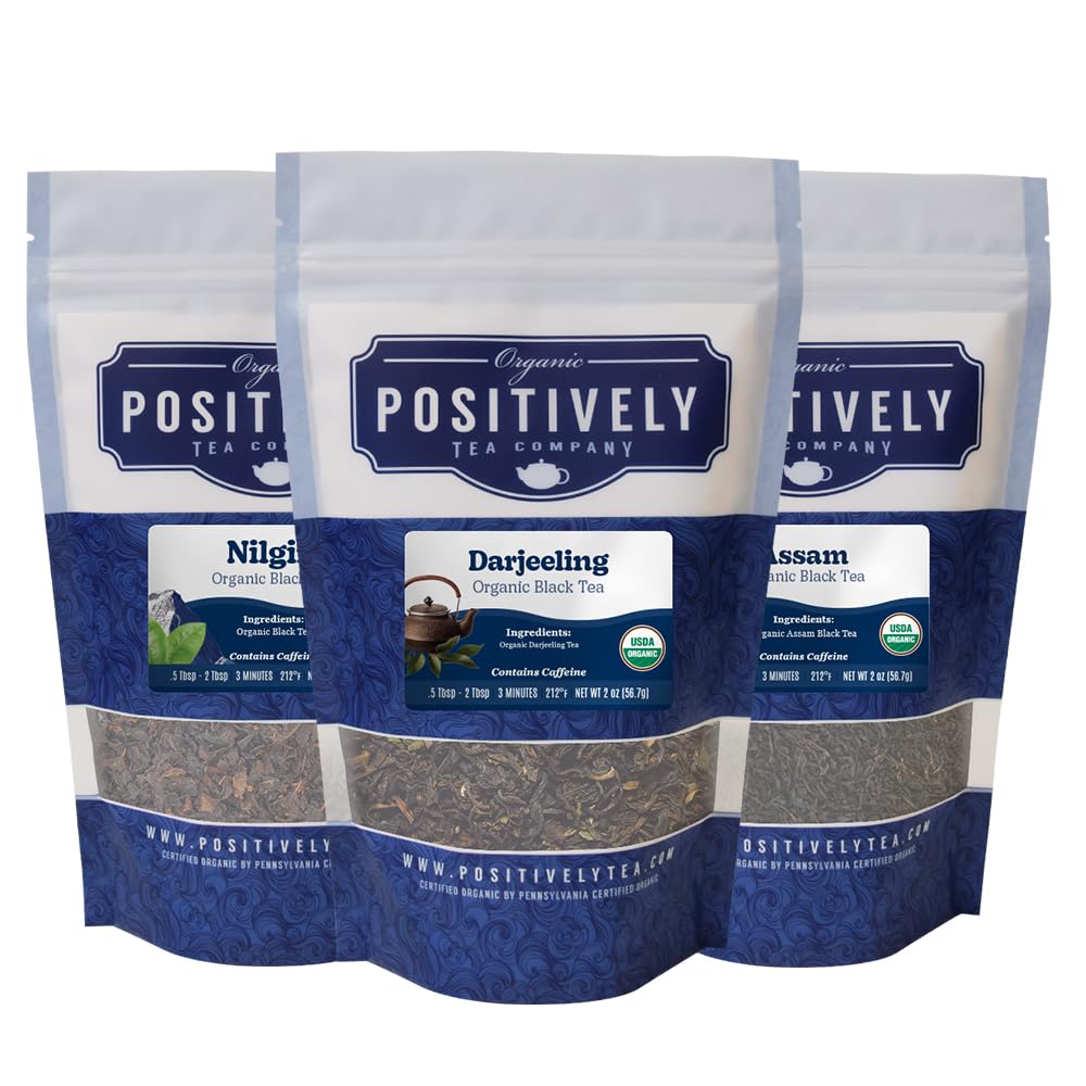 Organic Positively Tea Company, Indian Tea Sampler, Loose Leaf, 4 Ounce, 3 Pack