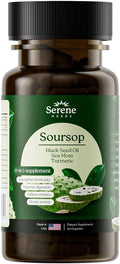 Sea Moss, Black Seed Oil 4000mg, Soursop 4000mg, Ashwagandha 2000mg, Turmeric, Bladderwrack, Burdock, Vitamin C & D3, Dandelion Root, Ginger- Herbal Supplement for Immune Support & Wellness(60 Count)