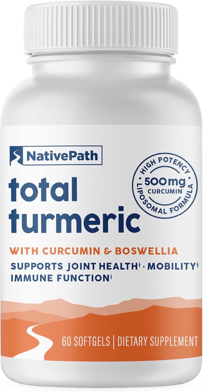 NativePath Turmeric Curcumin with Boswellia – Premium Softgels for Joint Mobility & Wellness – High Absorption, Non-GMO, Gluten-Free, 60 Softgels