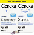 Genexa Sleep & Stress Bundle for Adults | Fatigue, Anxiety, & Irritability Relief | Melatonin-Free | Natural Vanilla & Lavender | Organic, Non-GMO, Homeopathic | 2 x 60 Tablets
