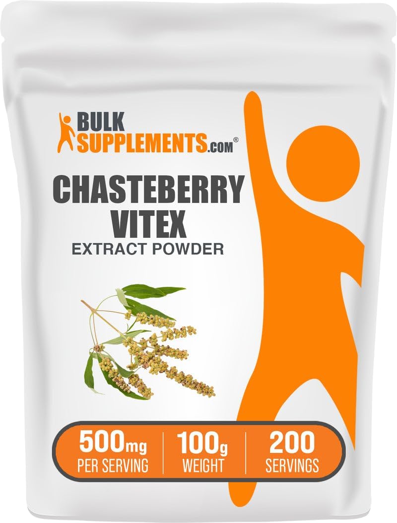 BulkSupplements.com Chasteberry Extract Powder - from Vitex Berry, Herbal Supplement - Vegan & Gluten Free, 500mg per Serving, 100g (3.5 oz) (Pack of 1)