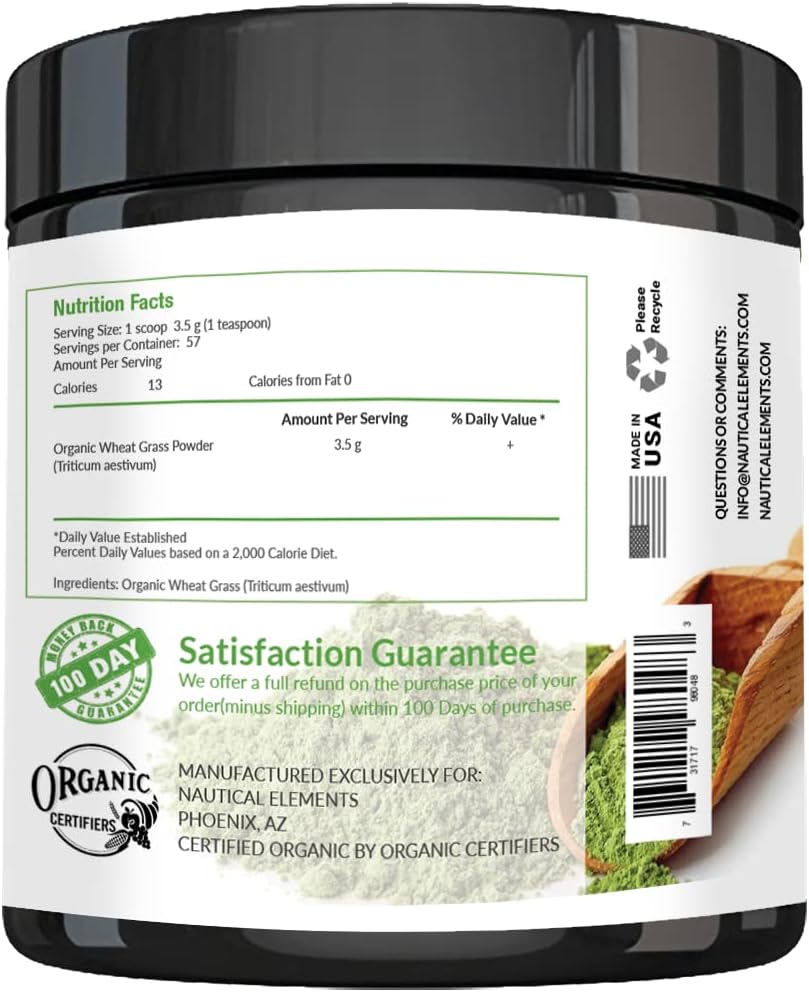 Wheatgrass Powder - USDA Certified Organic Wheat Grass Powder That Is Rich In Essential Amino Acids, Chlorophyll, Antioxidants, Fatty Acids, Minerals & Vitamins - US Grown - Vegan & Non-GMO Superfoods