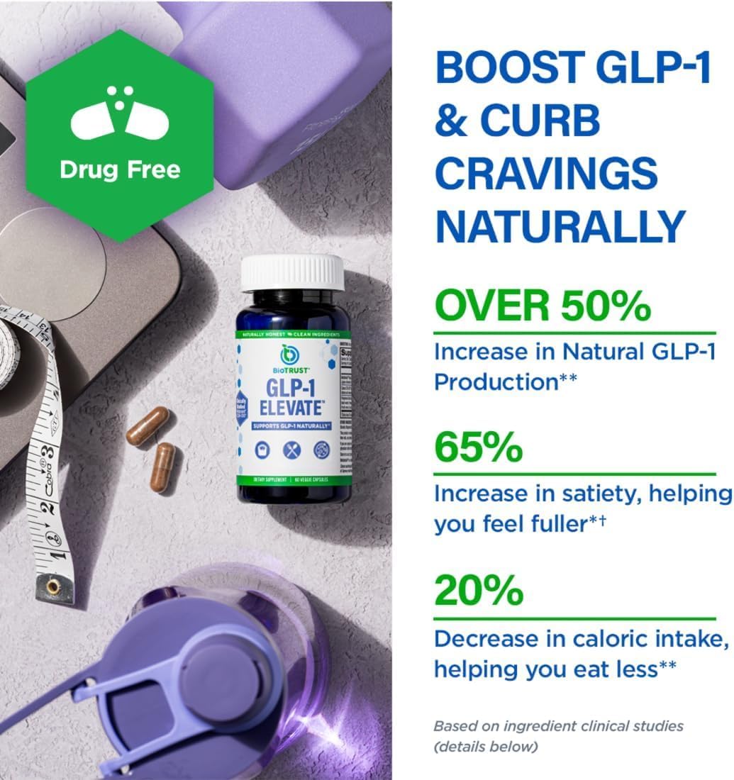 GLP1 Elevate™ - GLP-1 Booster Supplement | Curb Cravings & Support Metabolic Health | Increase Natural Production with Clinically Studied Ingredients | 60 Servings