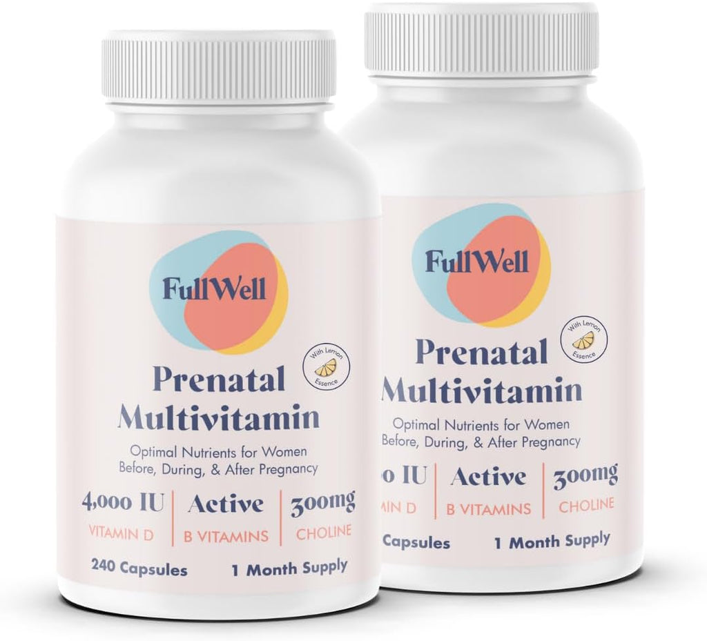 Prenatal Vitamins Lemon | choline, folate, vitamin D for fetal growth, brain development | 26 Vital Nutrients | Dietitian-formulated, OBGYN recommended, non-GMO, 3rd Party tested, 60 Servings