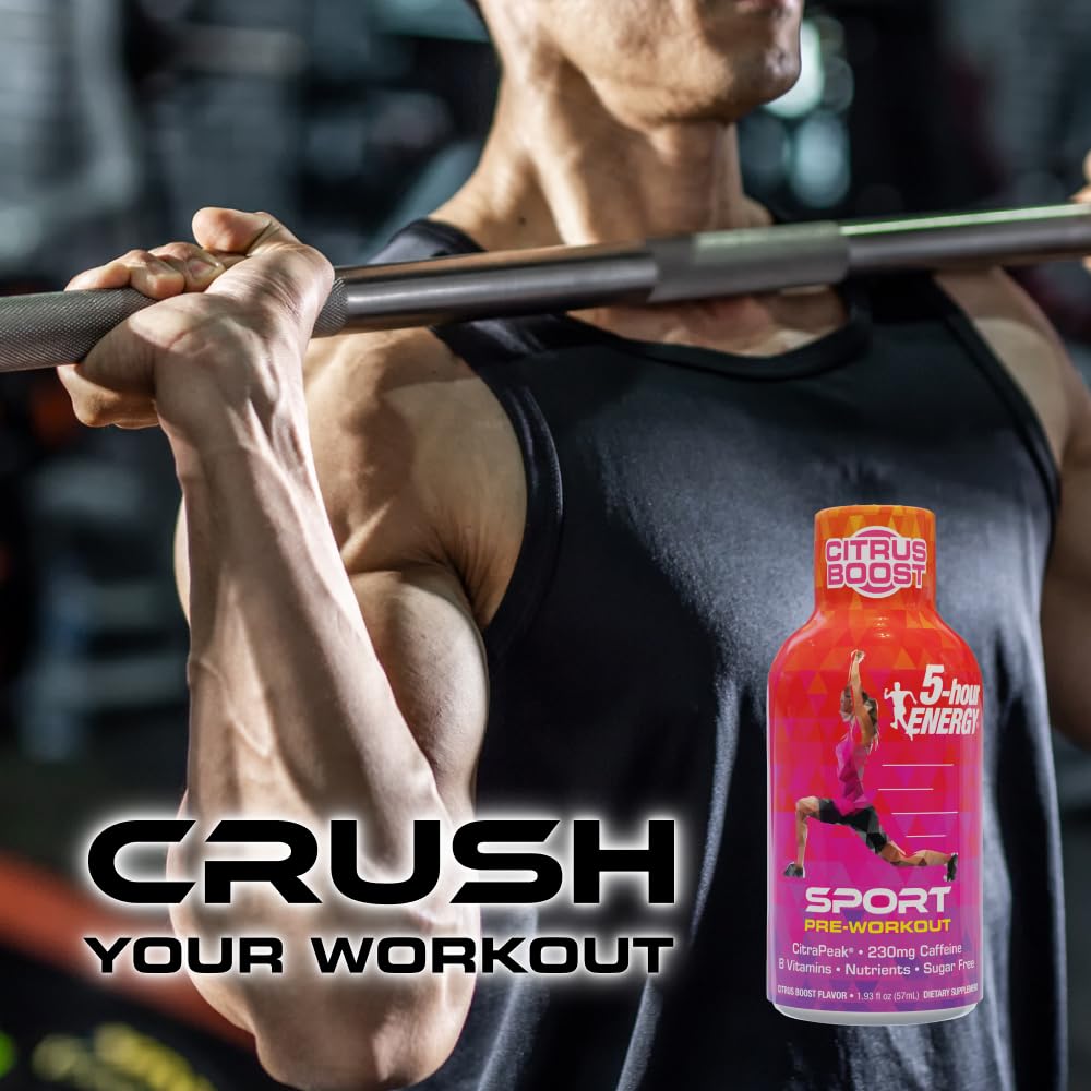5-Hour Energy Extra Strength Sport Shots with Citrapeak, Citrus Boost Flavor, Pre-Workout 24 Count (1.93 fl oz)