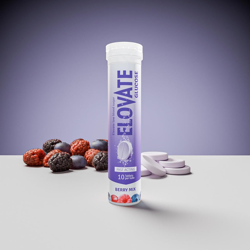 Effervescent Glucose Tablets - Fast Acting Hydration for Sports, Travel, & More - 10 Tablets Per Tube (Pack of 4 Tubes Berry)