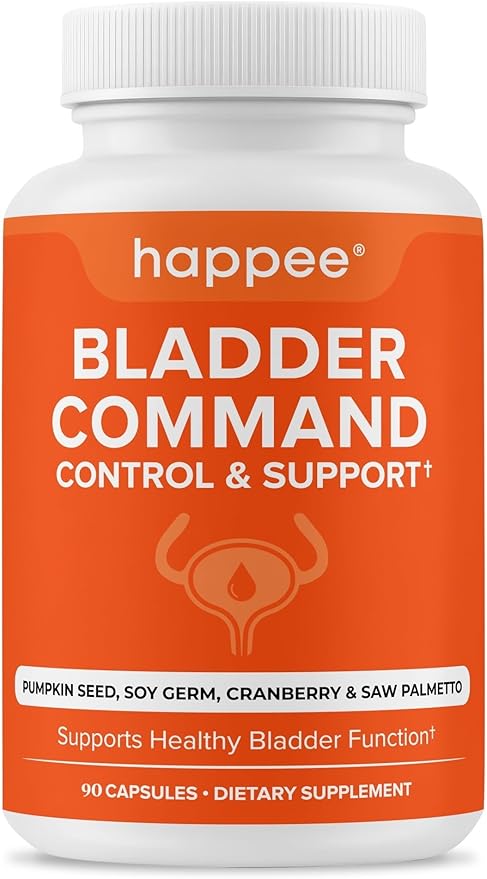Happee Overactive Bladder Control Supplement for Women & Men - Pumpkin Seed Extract, Soy Germ, Saw Palmetto & Cranberry Blend - Bladder Support for Urinary Frequency, Leaks & Urgency - 90 Capsules