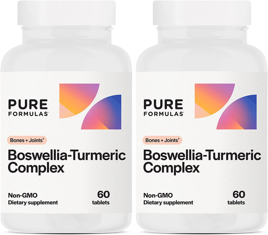 PureFormulas Boswellia Turmeric Supplements for Joint Health & Immune Support Boswellia Extract Turmeric Supplement 60 Tablets, 2-Pack