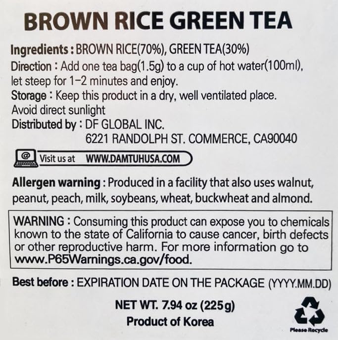 Damtuh Korean Brown Rice Green Tea – Roasted Genmaicha Blend, Nutty & Refreshing Flavor, 150 Tea Bags (1.5g each)