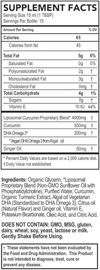 PURALITY HEALTH Curcumin Gold, from Turmeric with Ginger Oil & DHA Omega-3s, Micelle Liposomal Enhanced Absorption, Joint Health, 15 Day Supply