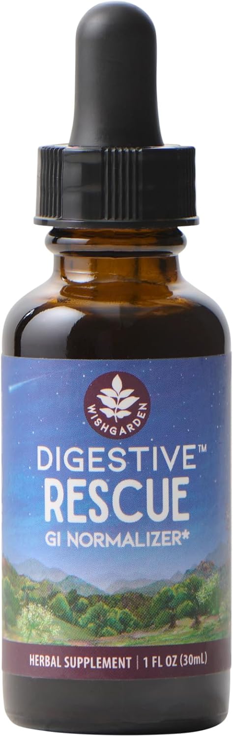 WishGarden Herbs Digestive Rescue GI Normalizer - All-Natural Herbal & Organic Digestive Relief Tincture with Peppermint Leaf, Ginger Root and Fennel Seed, Quickly Soothes Digestive Discomforts, 1oz