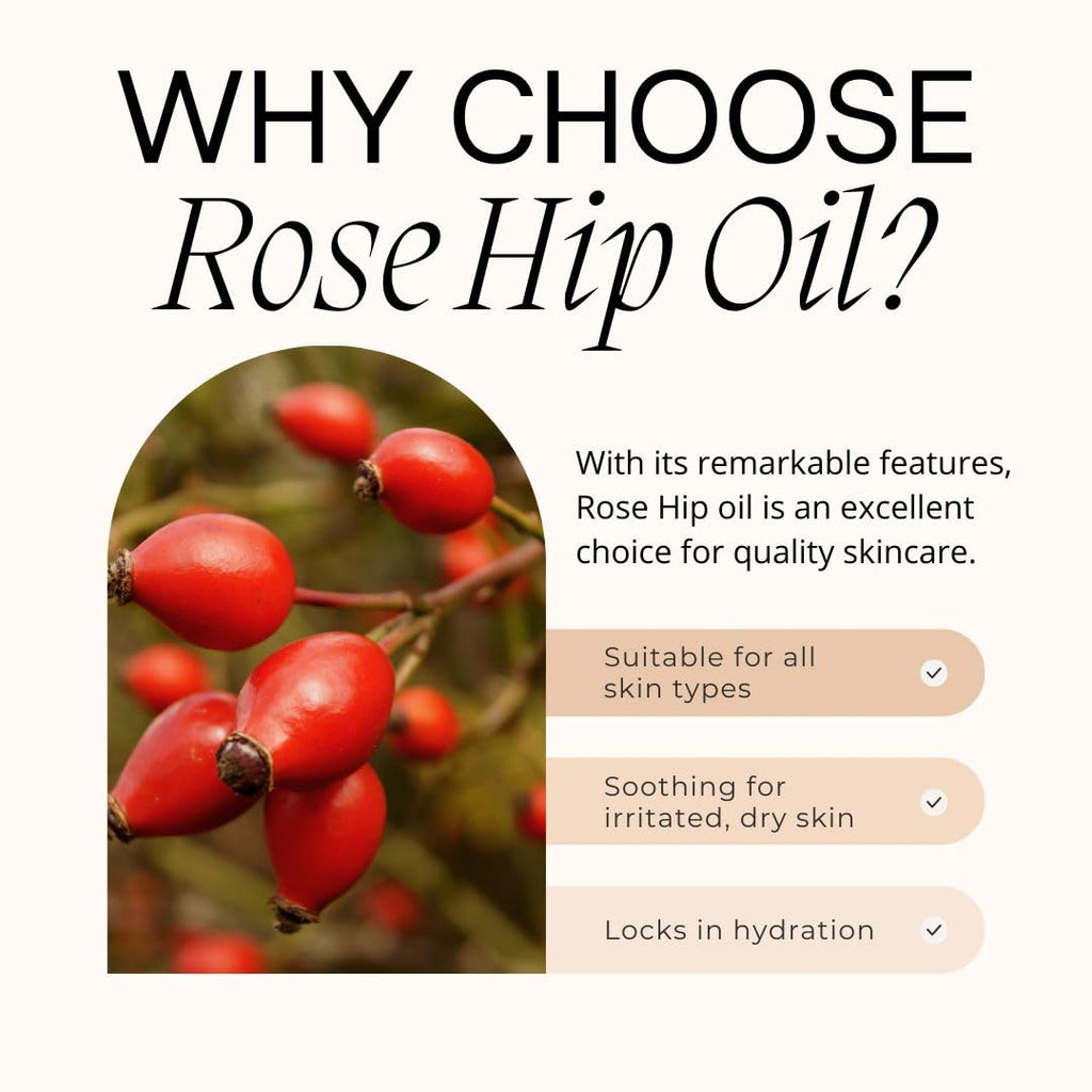 Rose Hip Seed Oil 32 fl oz – 100% Pure & Cold-Pressed – Natural Carrier Oil for Skin, Hair, Body, Nails – White Plastic Jug